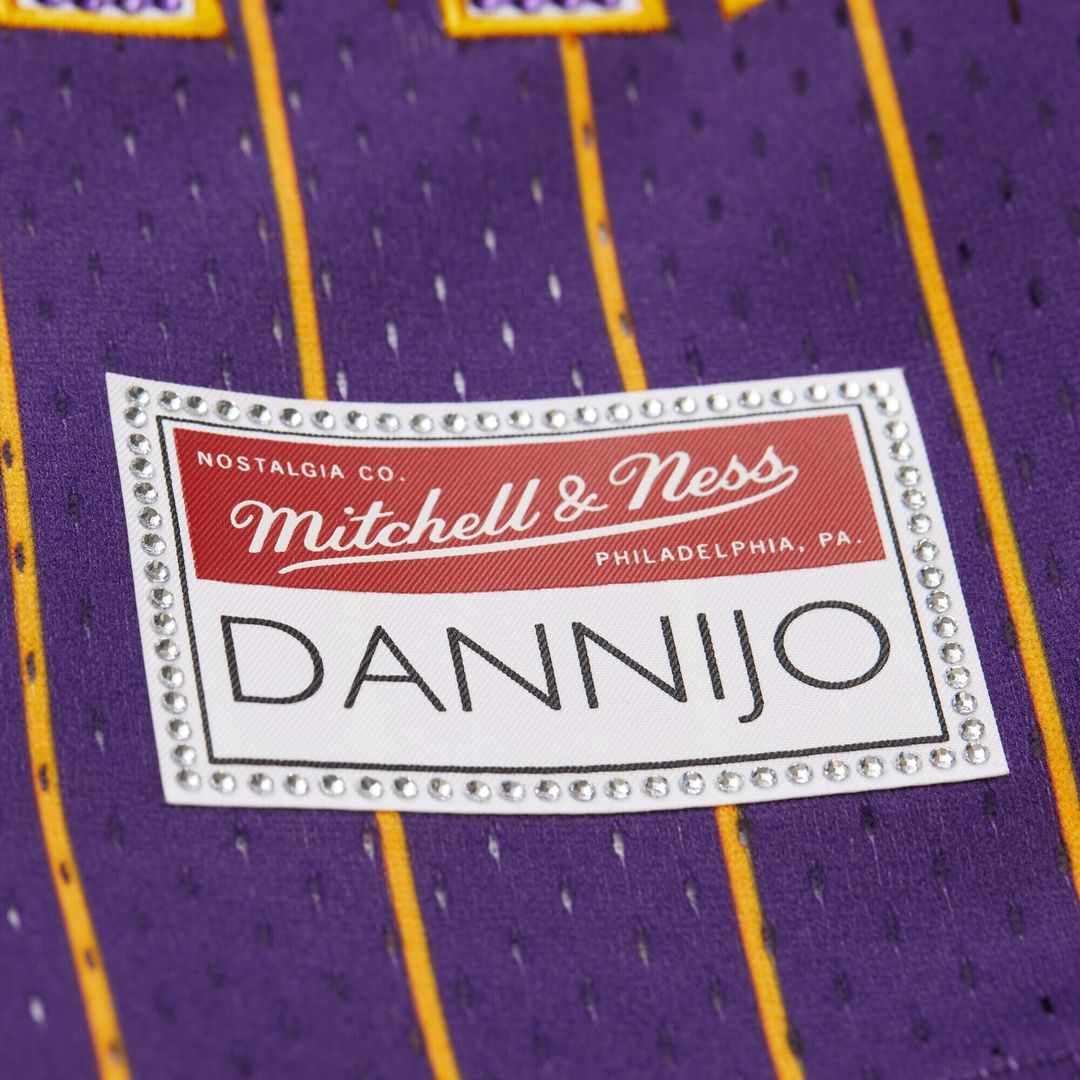 Los Angeles Lakers Mitchell & Ness x DANNIJO Women's Fashion Baseball Jersey - Purple Team Jersey Sports Fan Apparel