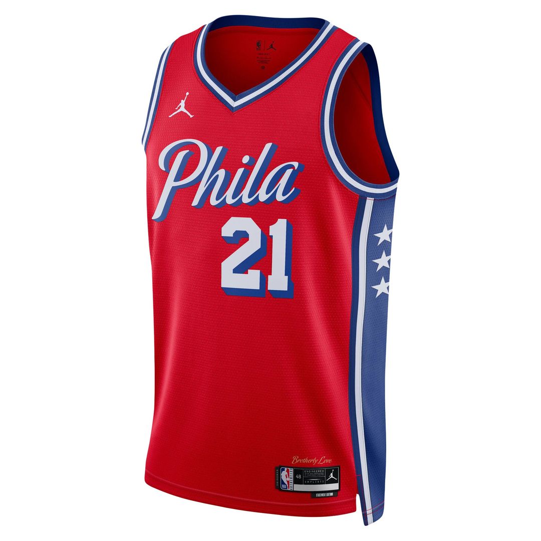 Philadelphia 76ers Joel Embiid Jordan Brand Unisex Swingman Jersey - Statement Edition - Red Team Jersey Sports Fan Apparel