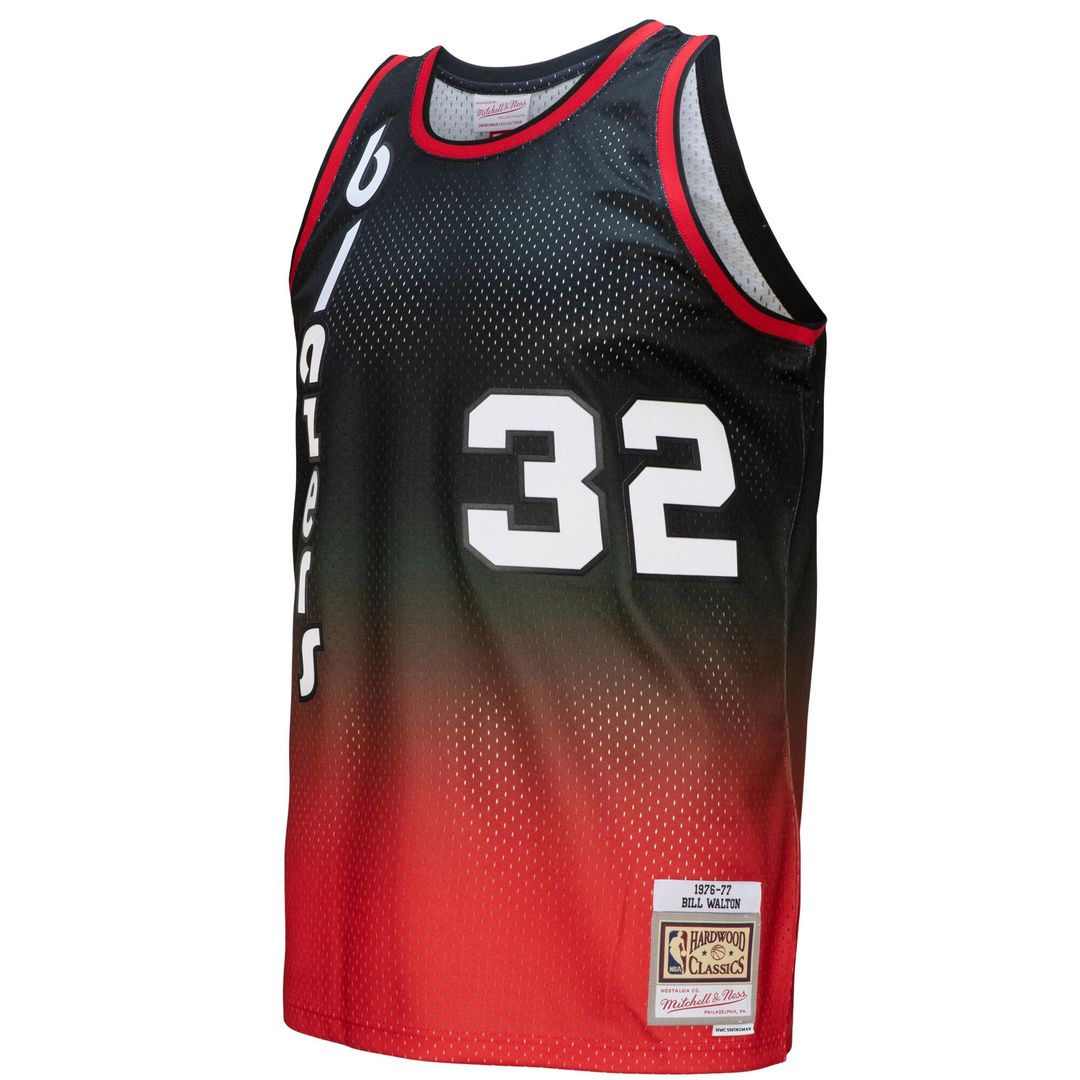Portland Trail Blazers Bill Walton Mitchell & Ness 1976/77 Hardwood Classics Fadeaway Swingman Player Jersey - Red/Black Team Jersey Sports Fan Appare