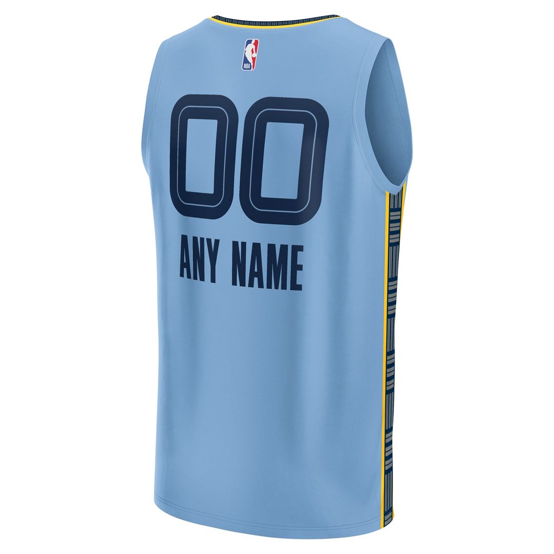 Memphis Grizzlies Fanatics Custom Fast Break Jersey - Statement Edition - Light Blue Team Jersey Sports Fan Apparel
