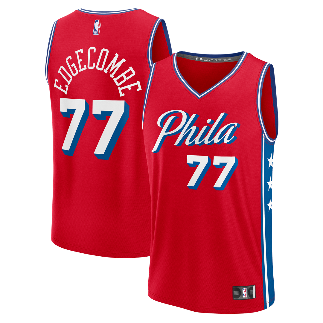 Philadelphia 76ers VJ Edgecombe Fanatics Fast Break Replica Player Jersey - Statement Edition - Red Team Jersey Sports Fan Apparel