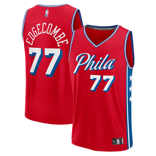 Philadelphia 76ers VJ Edgecombe Fanatics Fast Break Replica Player Jersey - Statement Edition - Red Team Jersey Sports Fan Apparel