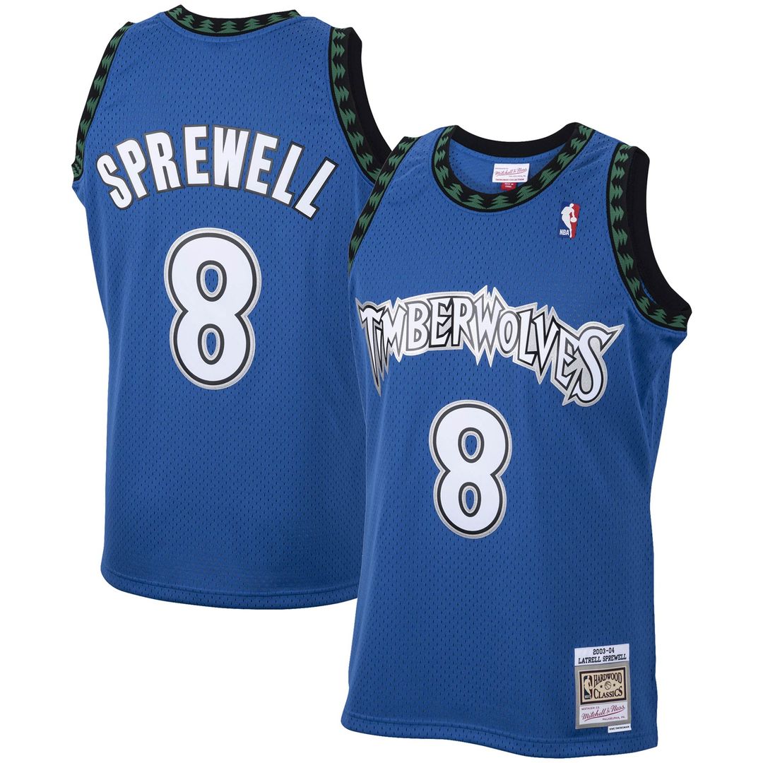 Minnesota Timberwolves Latrell Sprewell Mitchell & Ness 2003/04 Hardwood Classics Swingman Jersey - Blue Team Jersey Sports Fan Apparel