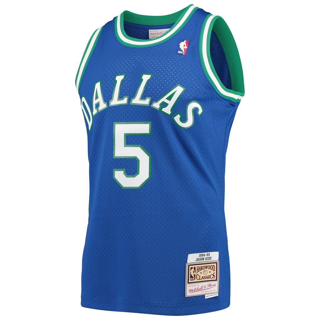 Dallas Mavericks Jason Kidd Mitchell & Ness 1994/95 Hardwood Classics Swingman Jersey - Blue Team Jersey Sports Fan Apparel