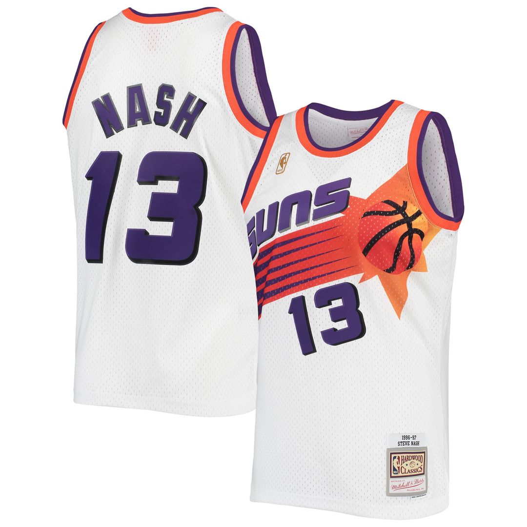 Phoenix Suns Steve Nash Mitchell & Ness 1996/97 Hardwood Classics Swingman Jersey - White Team Jersey Sports Fan Apparel