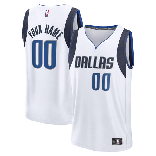 Dallas Mavericks Fanatics Fast Break Custom Jersey - Association Edition - White Team Jersey Sports Fan Apparel