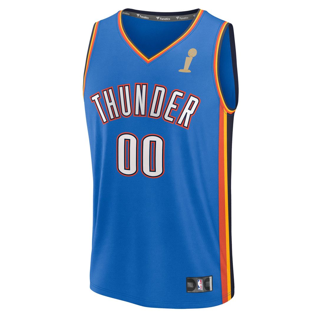 Oklahoma City Thunder Fanatics Youth Blue 2025 NBA Finals Champions Fast Break Replica Custom Jersey - Icon Edition Team Jersey Sports Fan Apparel