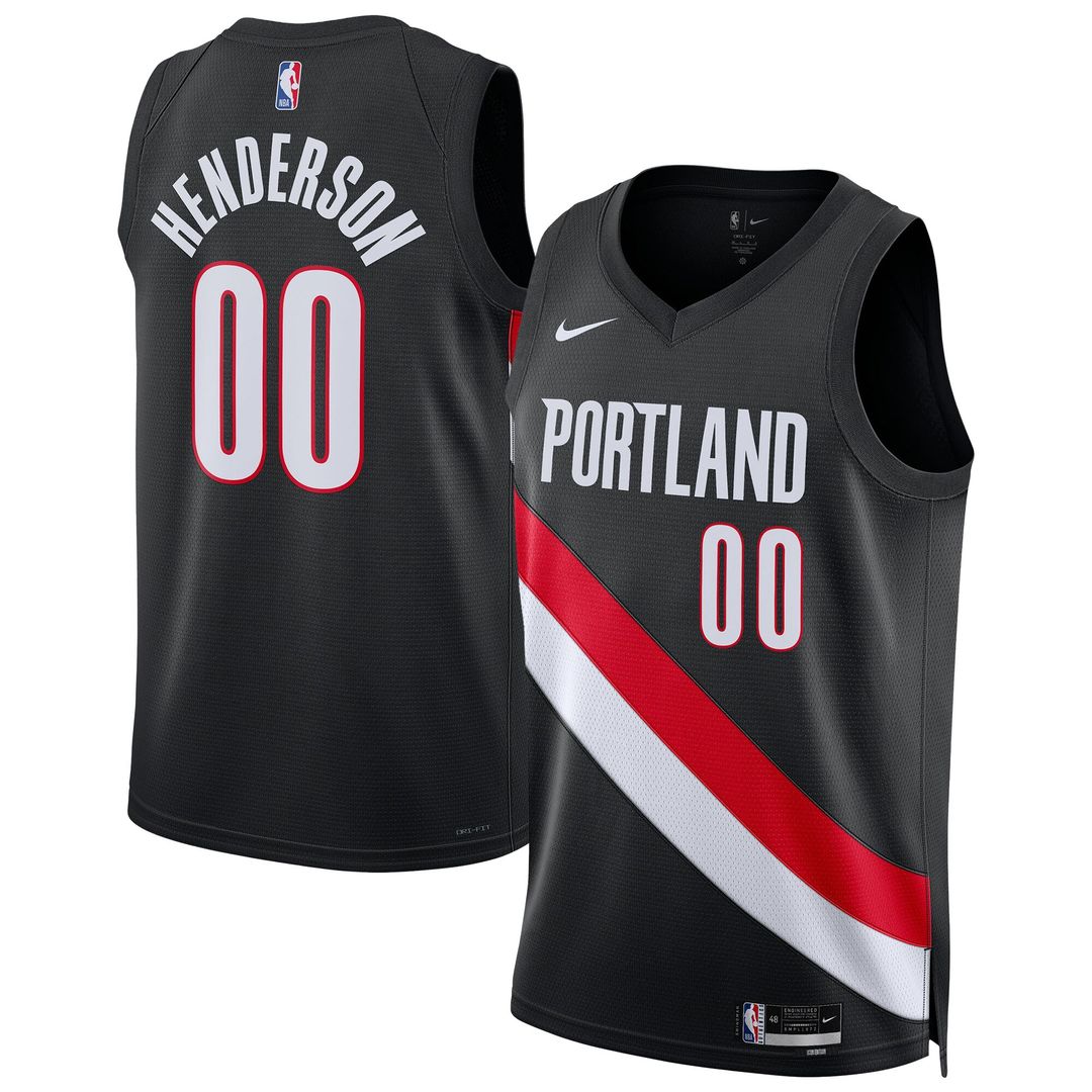 Portland Trail Blazers Scoot Henderson Nike Unisex Swingman Jersey - Icon Edition - Black Team Jersey Sports Fan Apparel