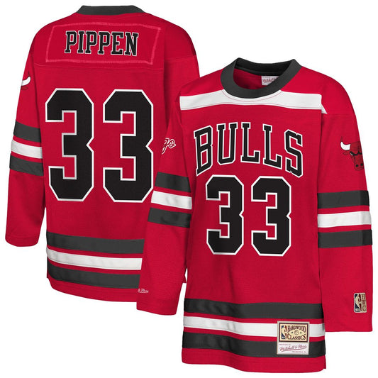 Chicago Bulls Scottie Pippen Mitchell & Ness Youth Maxxed Out 2.0 Fashion Hockey Jersey - Red Team Jersey Sports Fan Apparel