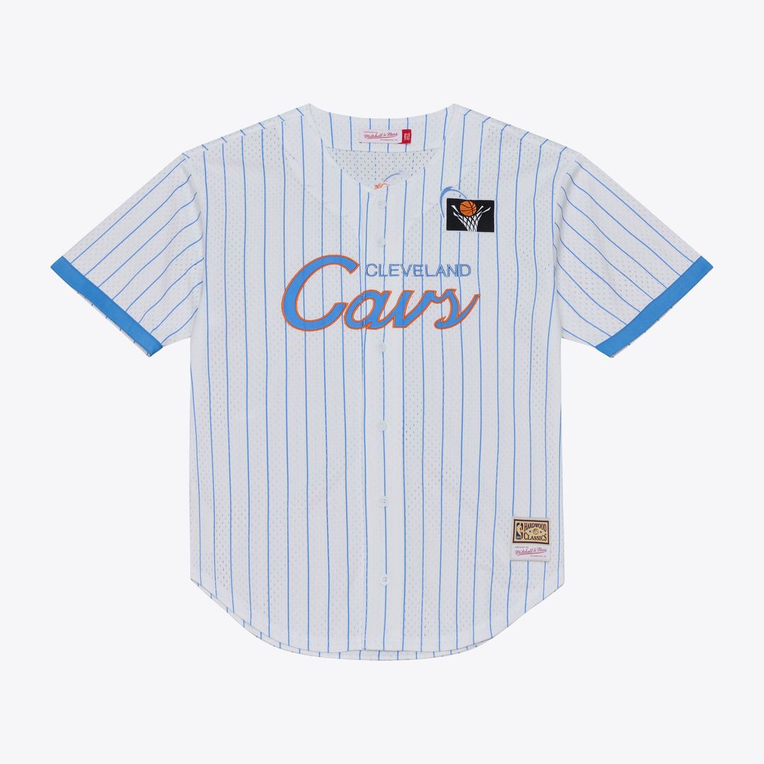Cleveland Cavaliers Mitchell & Ness Head Coach Pinstripe Mesh Full - Button Baseball Jersey - White Team Jersey Sports Fan Apparel