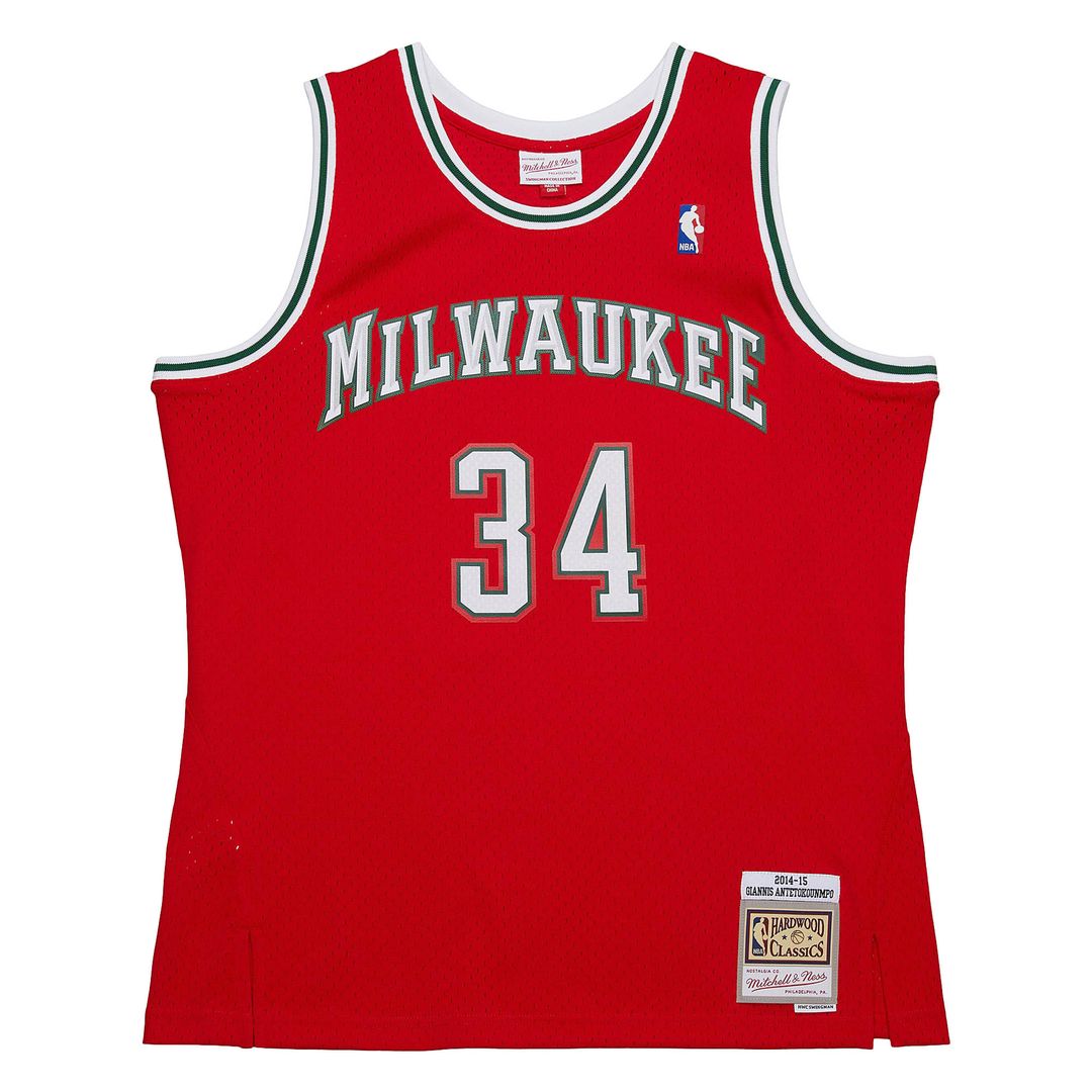 Milwaukee Bucks Giannis Antetokounmpo Mitchell & Ness 2014/15 Hardwood Classics Swingman Jersey - Red Team Jersey Sports Fan Apparel