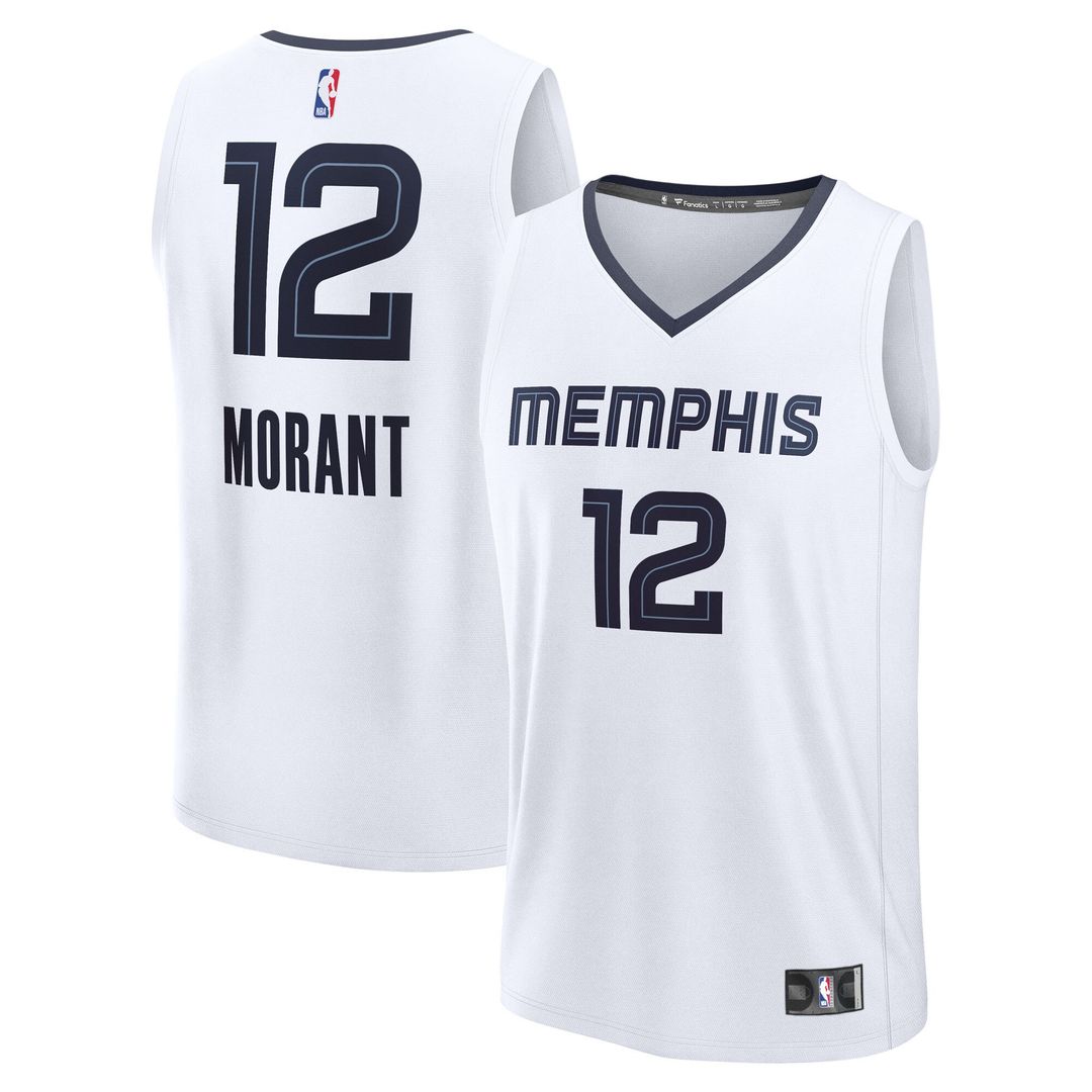 Memphis Grizzlies Ja Morant Fanatics Fast Break Replica Player Jersey - Association Edition - White Team Jersey Sports Fan Apparel