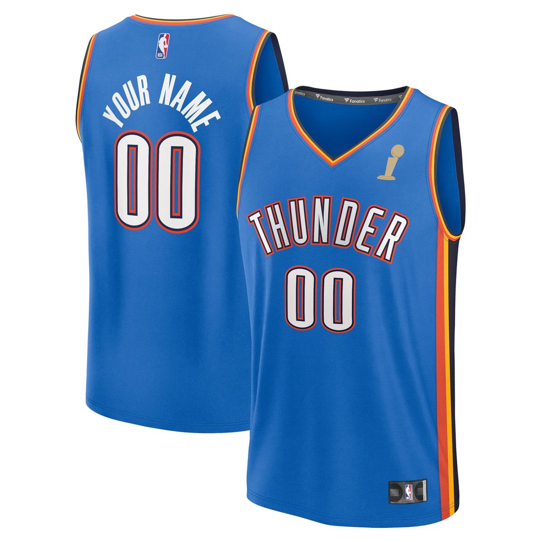 Oklahoma City Thunder Fanatics Youth Blue 2025 NBA Finals Champions Fast Break Replica Custom Jersey - Icon Edition Team Jersey Sports Fan Apparel