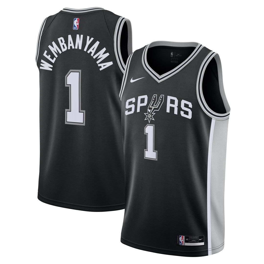 San Antonio Spurs Victor Wembanyama Nike Youth Swingman Jersey - Icon Edition - Black Team Jersey Sports Fan Apparel