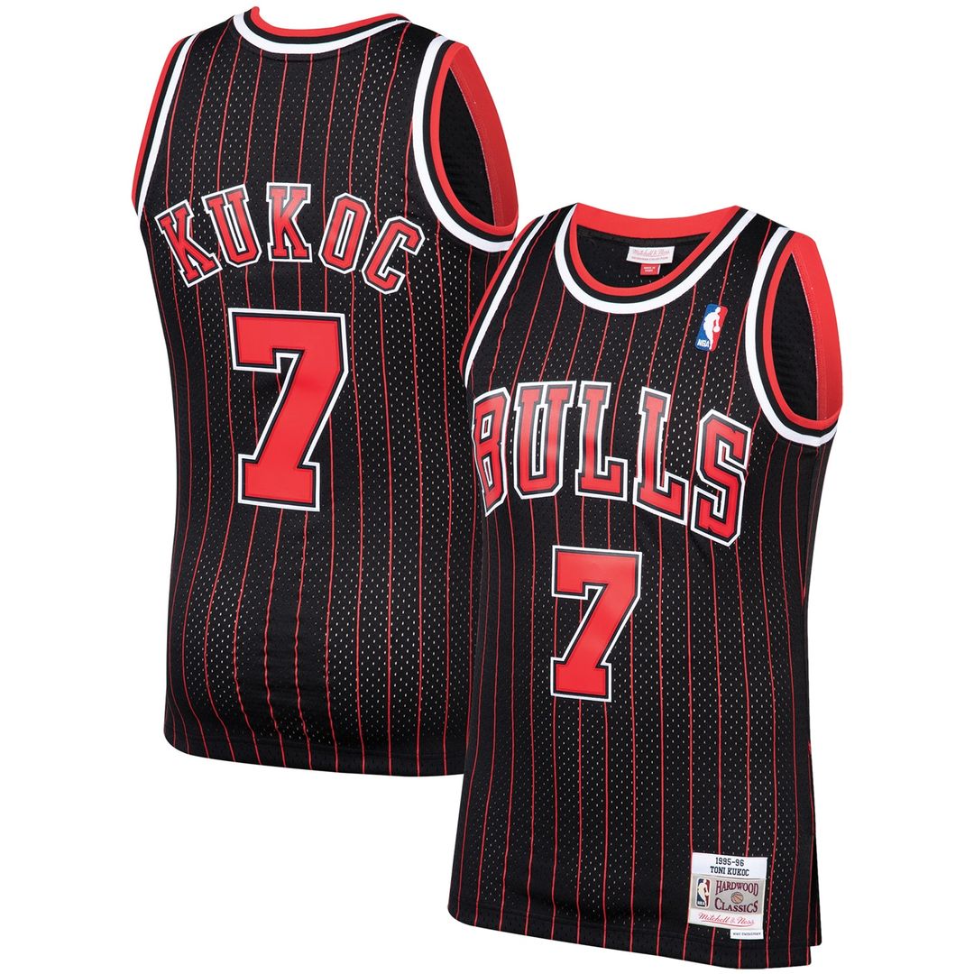 Chicago Bulls Toni Kukoc Mitchell & Ness 1995/96 Hardwood Classics Swingman Jersey - Black Team Jersey Sports Fan Apparel