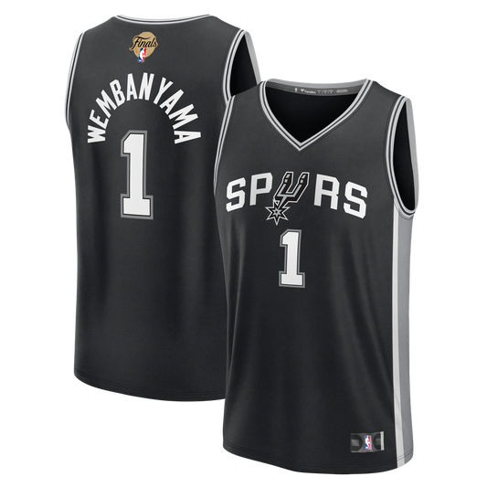 San Antonio Spurs Victor Wembanyama Fanatics Youth 2026 NBA Finals Patch Fast Break Replica Jersey - Black - Icon Edition Team Jersey Sports Fan Appar