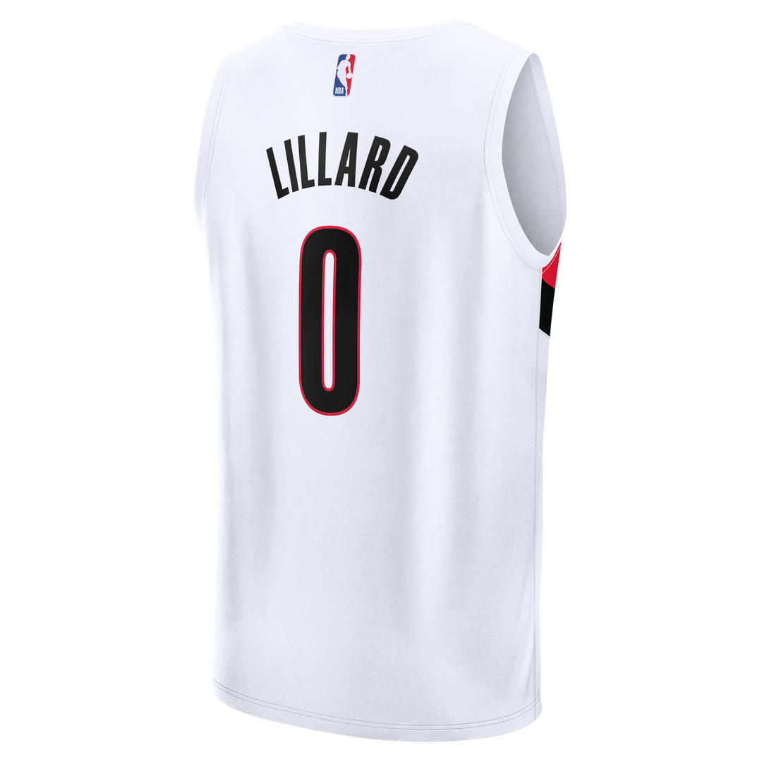 Portland Trail Blazers Damian Lillard Fanatics Fast Break Replica Jersey - White - Association Edition Team Jersey Sports Fan Apparel