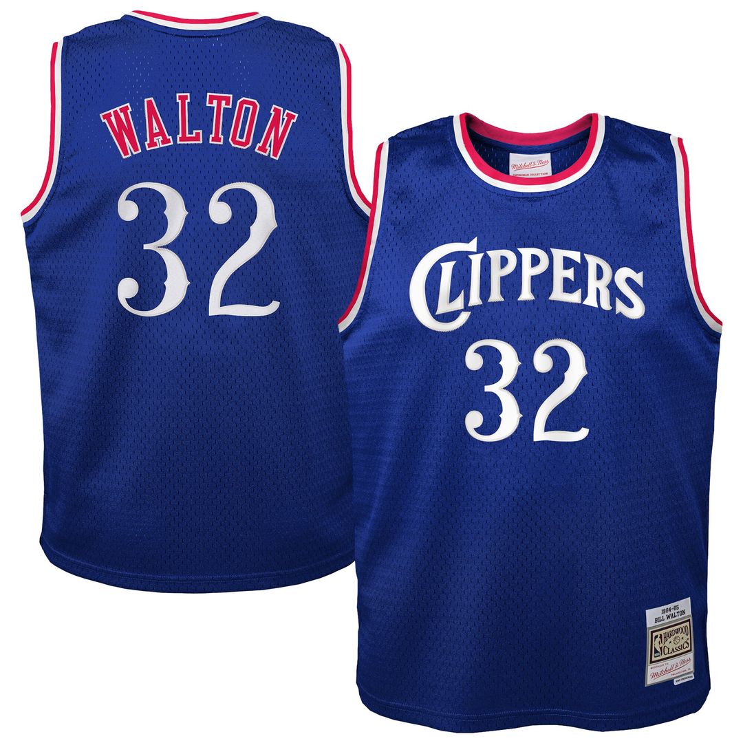 LA Clippers Bill Walton Mitchell & Ness Youth 1984/85 Hardwood Classics Swingman Jersey - Royal Team Jersey Sports Fan Apparel