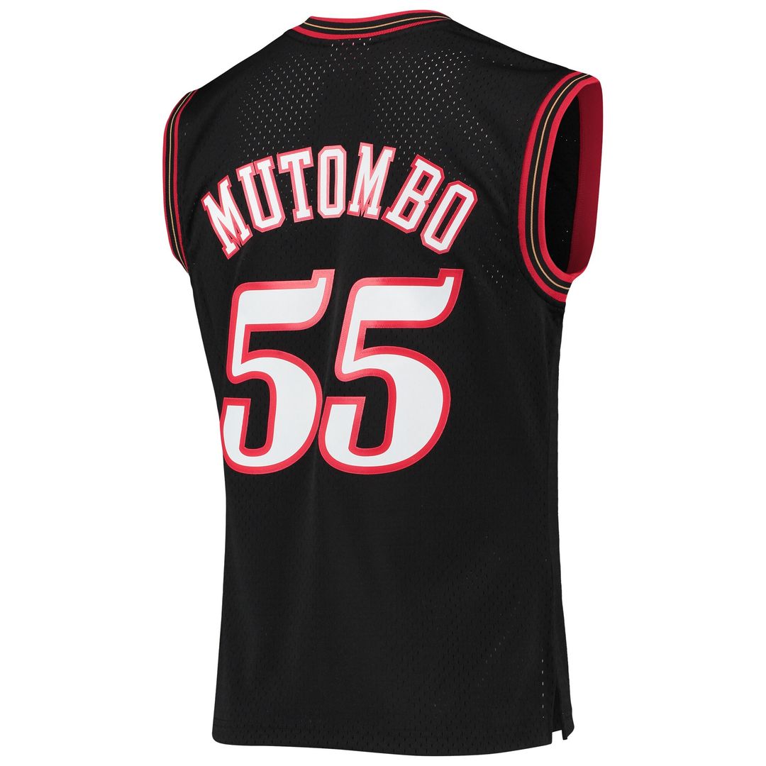 Philadelphia 76ers Dikembe Mutombo Mitchell & Ness Hardwood Classics Swingman Jersey - Black Team Jersey Sports Fan Apparel