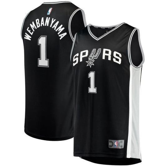 San Antonio Spurs Victor Wembanyama Fanatics Fast Break Replica Jersey - Icon Edition - Black Team Jersey Sports Fan Apparel