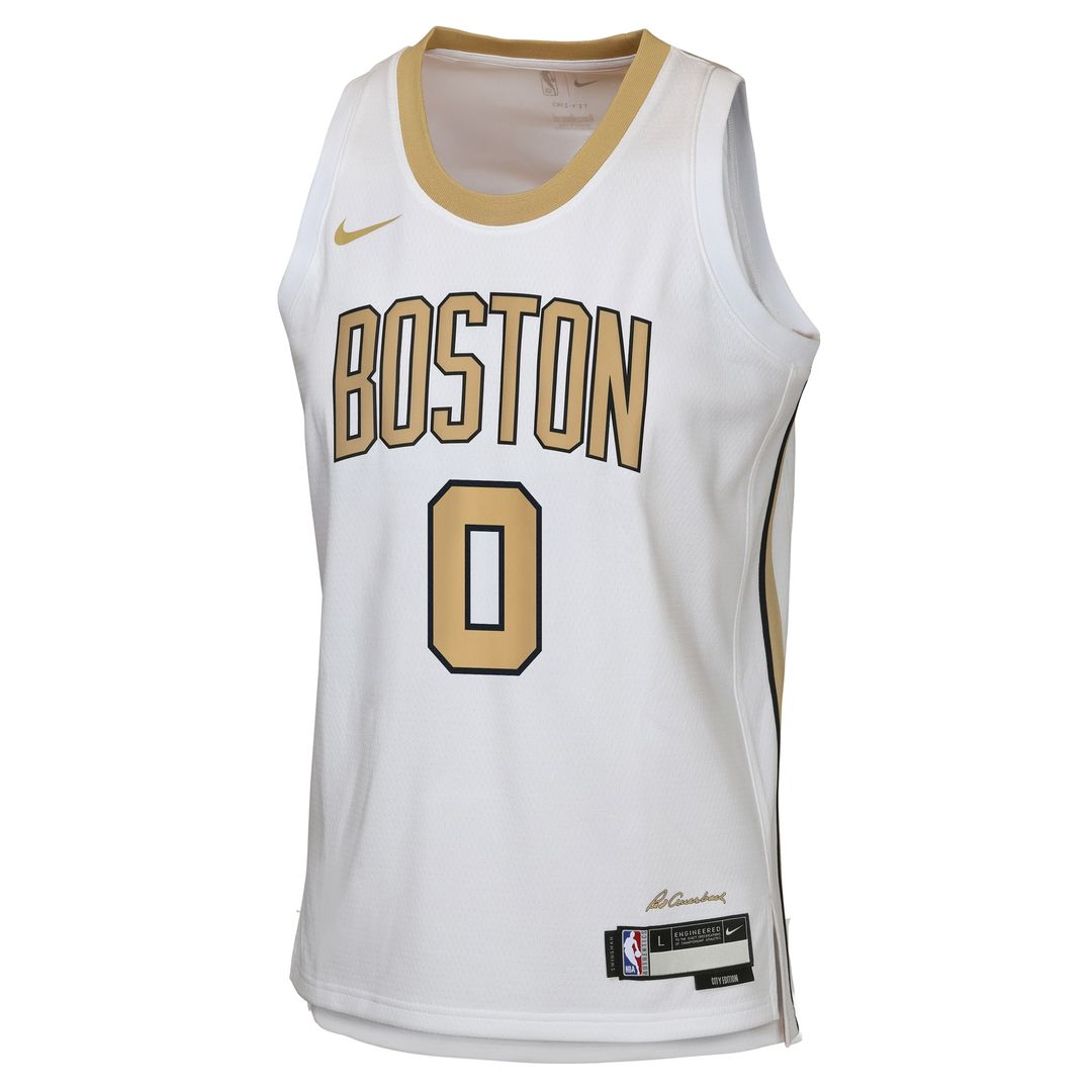Boston Celtics Jayson Tatum Nike Youth 2025/26 City Edition Swingman Jersey - White Team Jersey Sports Fan Apparel