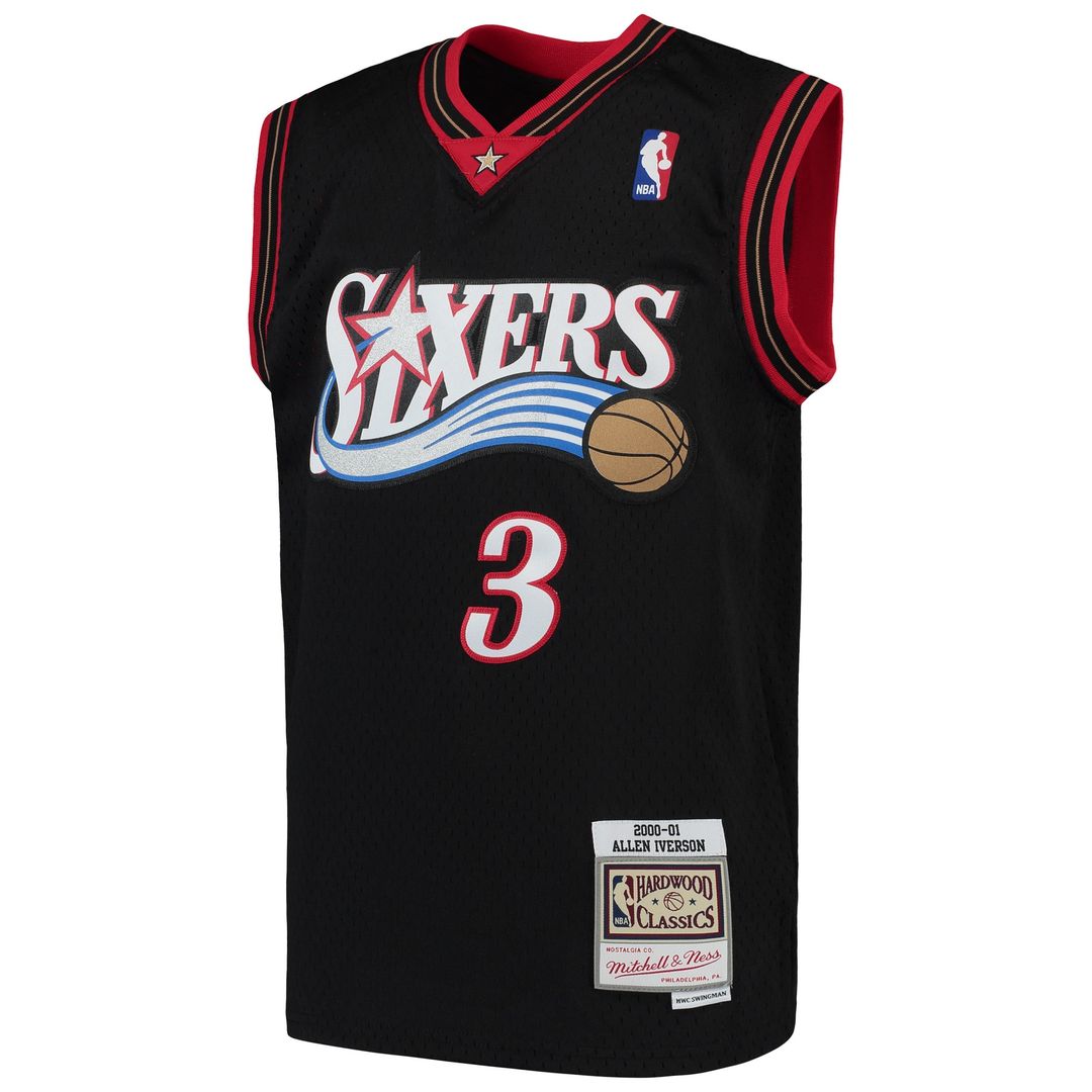 Philadelphia 76ers Allen Iverson Mitchell & Ness Youth Hardwood Classics Swingman Throwback Jersey - Black Team Jersey Sports Fan Apparel