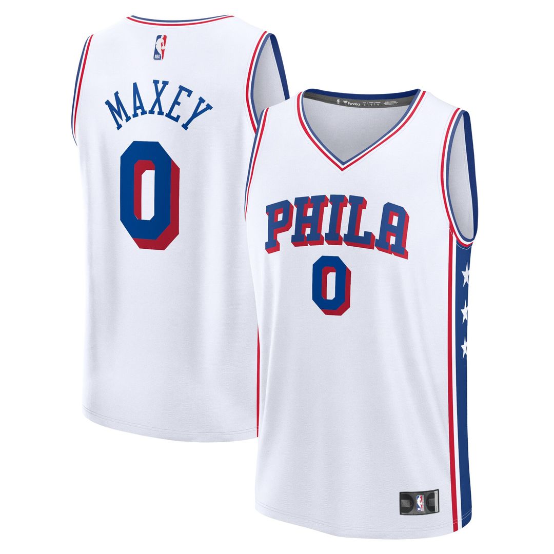 Philadelphia 76ers Tyrese Maxey Fanatics Fast Break Replica Player Jersey - Association Edition - White Team Jersey Sports Fan Apparel