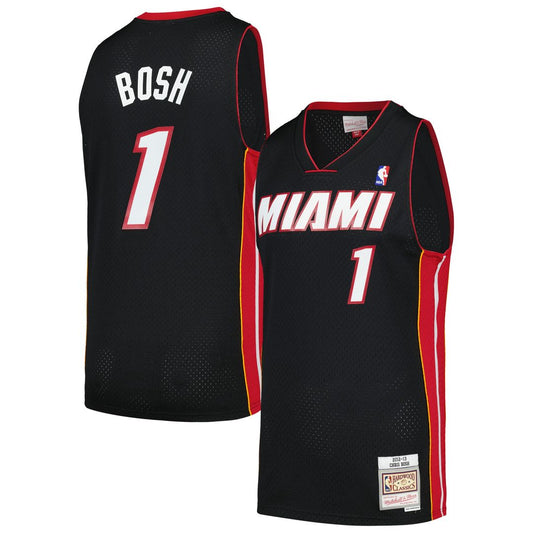 Miami Heat Chris Bosh Mitchell & Ness 2012/13 Hardwood Classics Swingman Jersey - Black Team Jersey Sports Fan Apparel