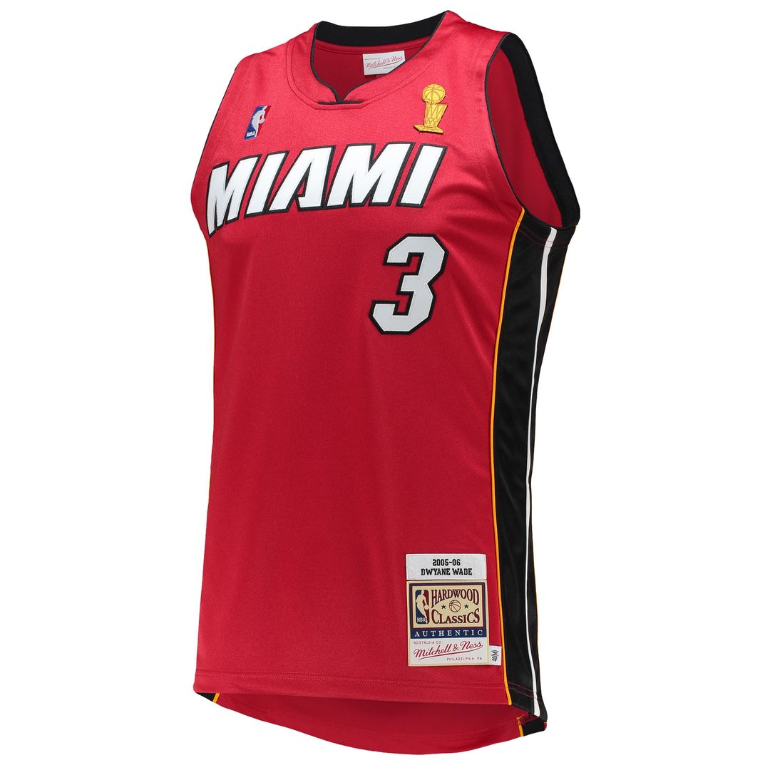 Miami Heat Dwyane Wade Mitchell & Ness 2005 - 06 Hardwood Classics Authentic Jersey - Red Team Jersey Sports Fan Apparel