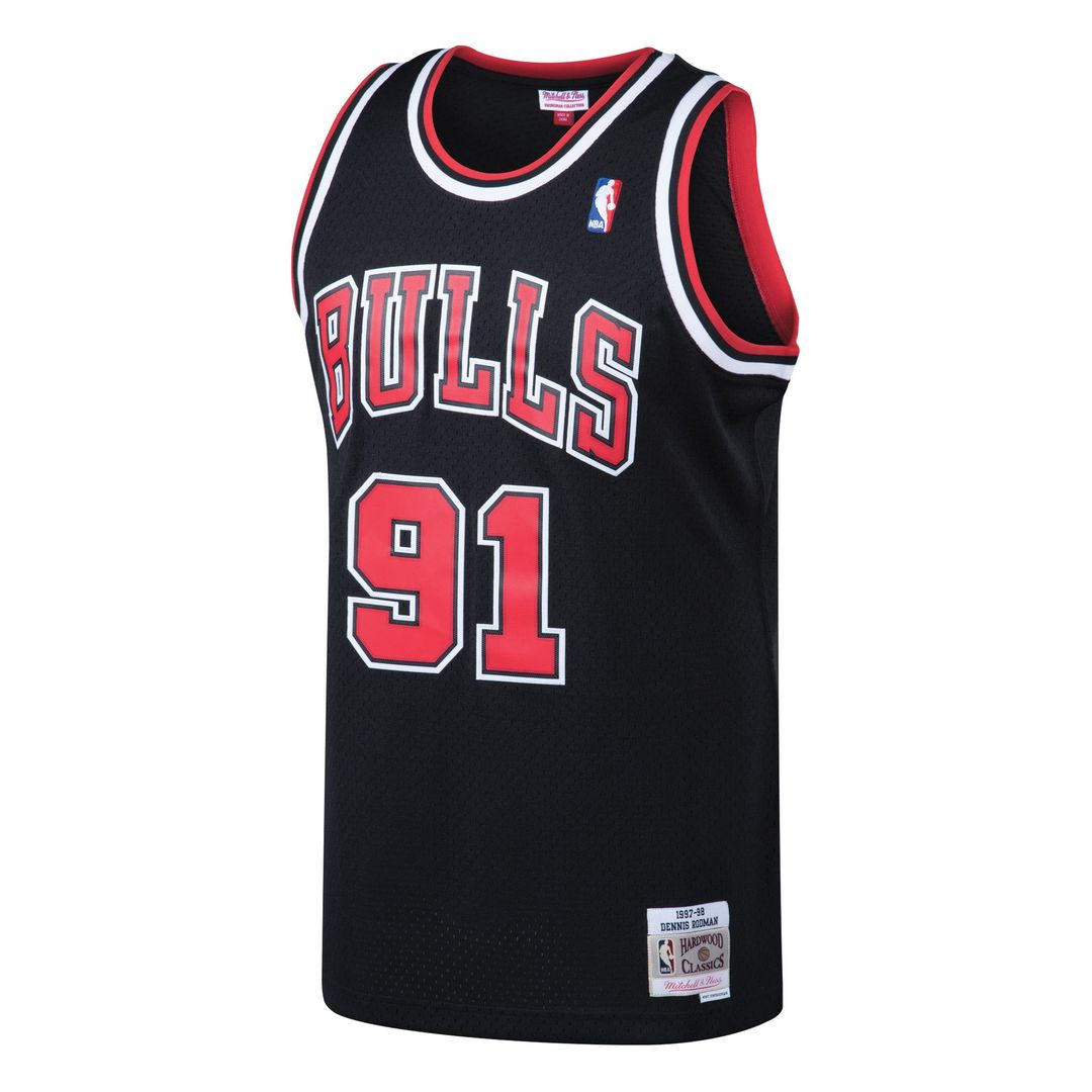 Chicago Bulls Dennis Rodman Mitchell & Ness 1997/98 Hardwood Classics Swingman Jersey - Black Team Jersey Sports Fan Apparel