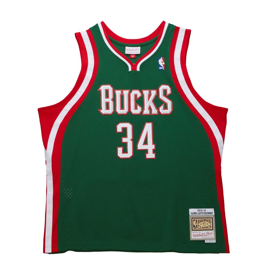 Milwaukee Bucks Giannis Antetokounmpo Mitchell & Ness 2013/14 Hardwood Classics Swingman Jersey - Hunter Green Team Jersey Sports Fan Apparel