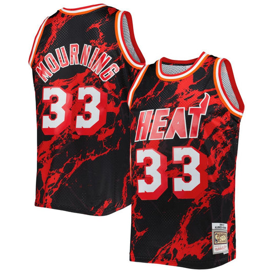 Miami Heat Alonzo Mourning Mitchell & Ness 1996/97 Hardwood Classics Marble Swingman Jersey - Black Team Jersey Sports Fan Apparel