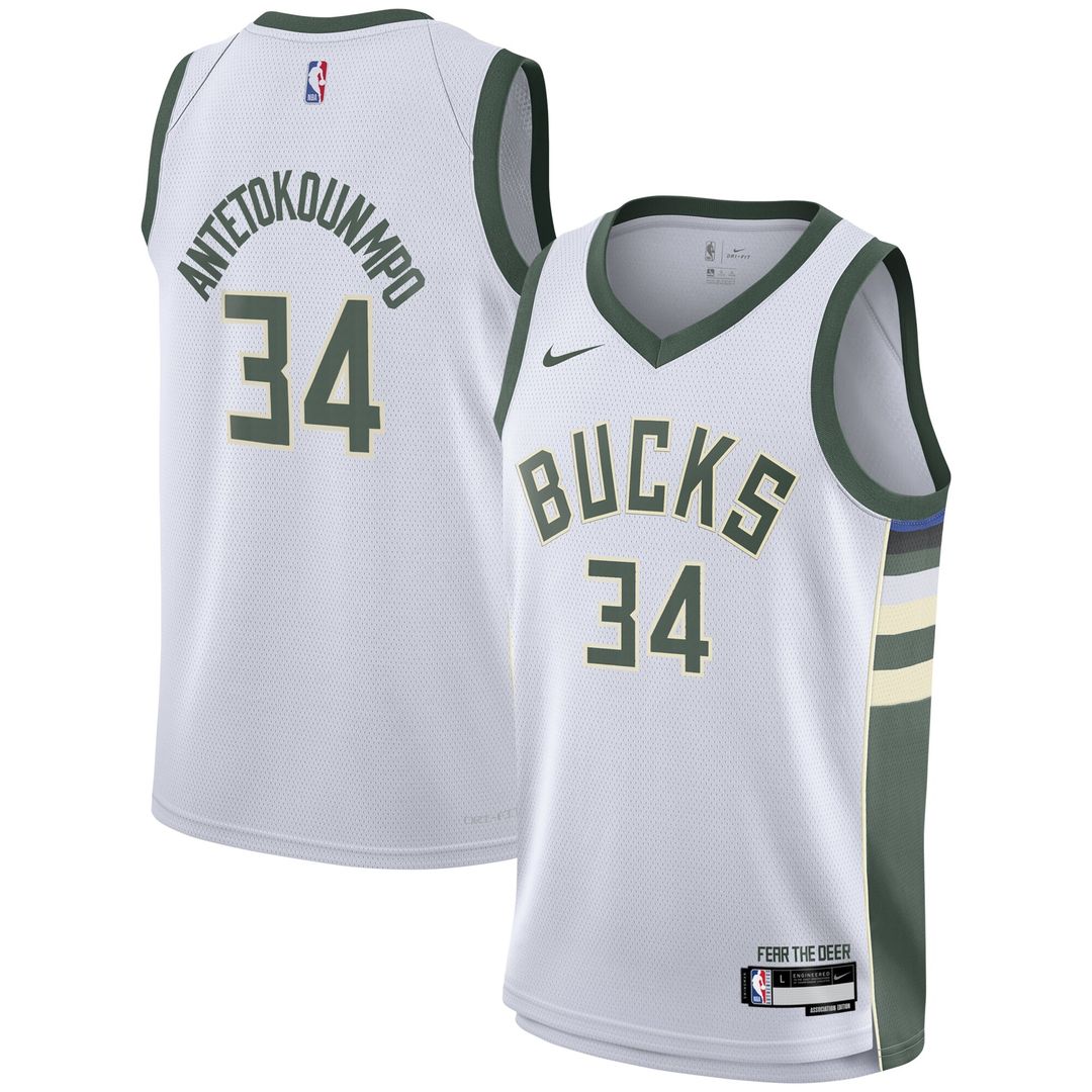 Milwaukee Bucks Giannis Antetokounmpo Nike Youth Swingman Jersey - Association Edition - White Team Jersey Sports Fan Apparel