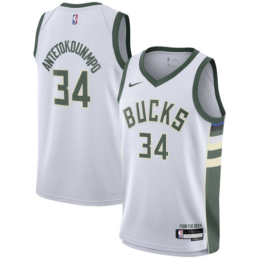 Milwaukee Bucks Giannis Antetokounmpo Nike Youth Swingman Jersey - Association Edition - White Team Jersey Sports Fan Apparel
