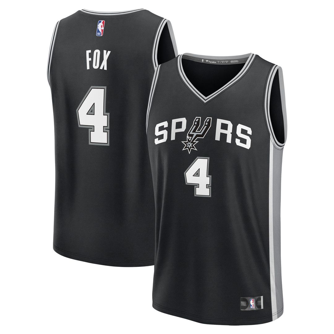 San Antonio Spurs De'Aaron Fox Fanatics Fast Break Replica Player Jersey - Icon Edition - Black Team Jersey Sports Fan Apparel