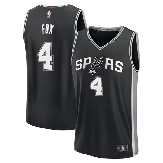 San Antonio Spurs De'Aaron Fox Fanatics Fast Break Replica Player Jersey - Icon Edition - Black Team Jersey Sports Fan Apparel