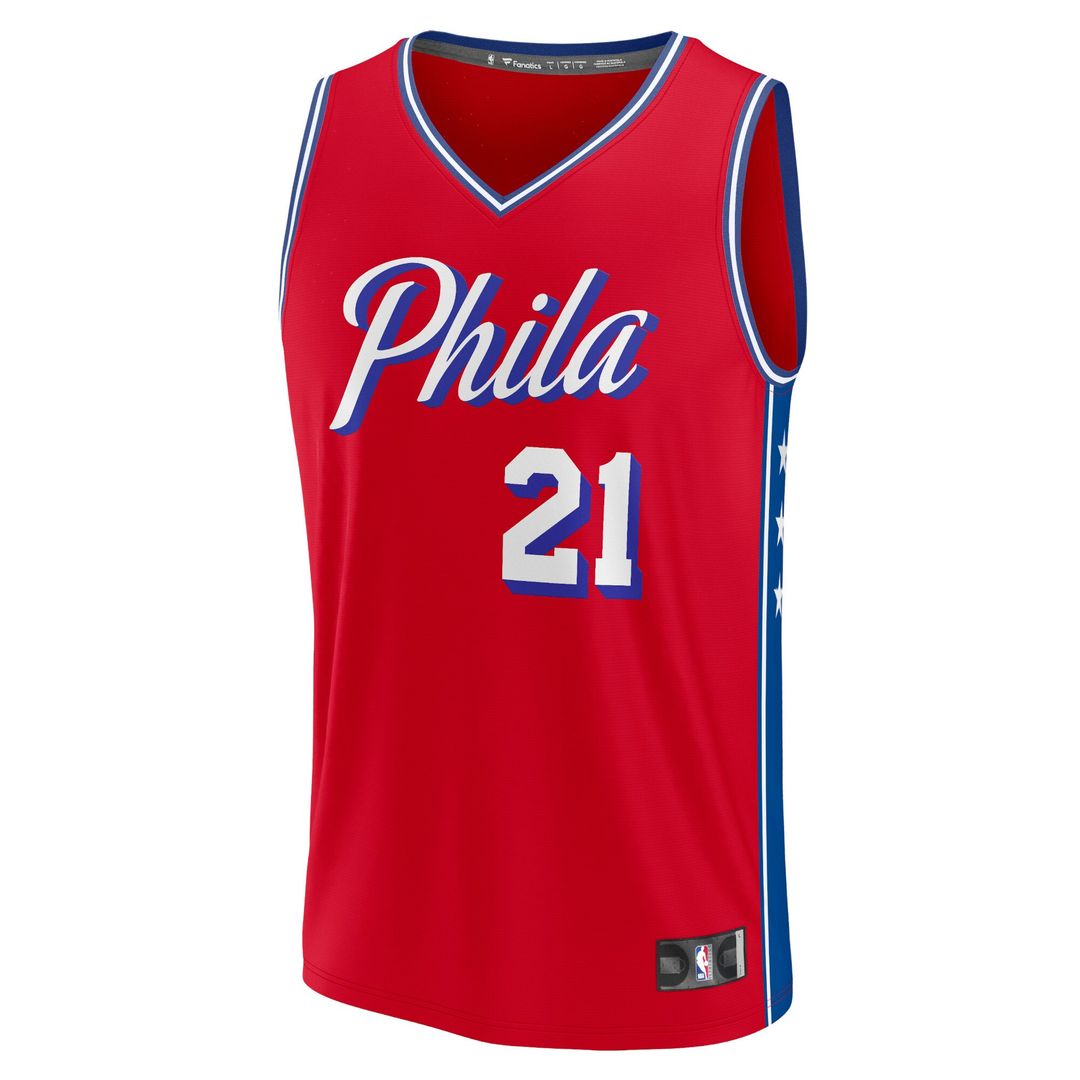 Philadelphia 76ers Joel Embiid Fanatics Fast Break Replica Player Jersey - Statement Edition - Red Team Jersey Sports Fan Apparel