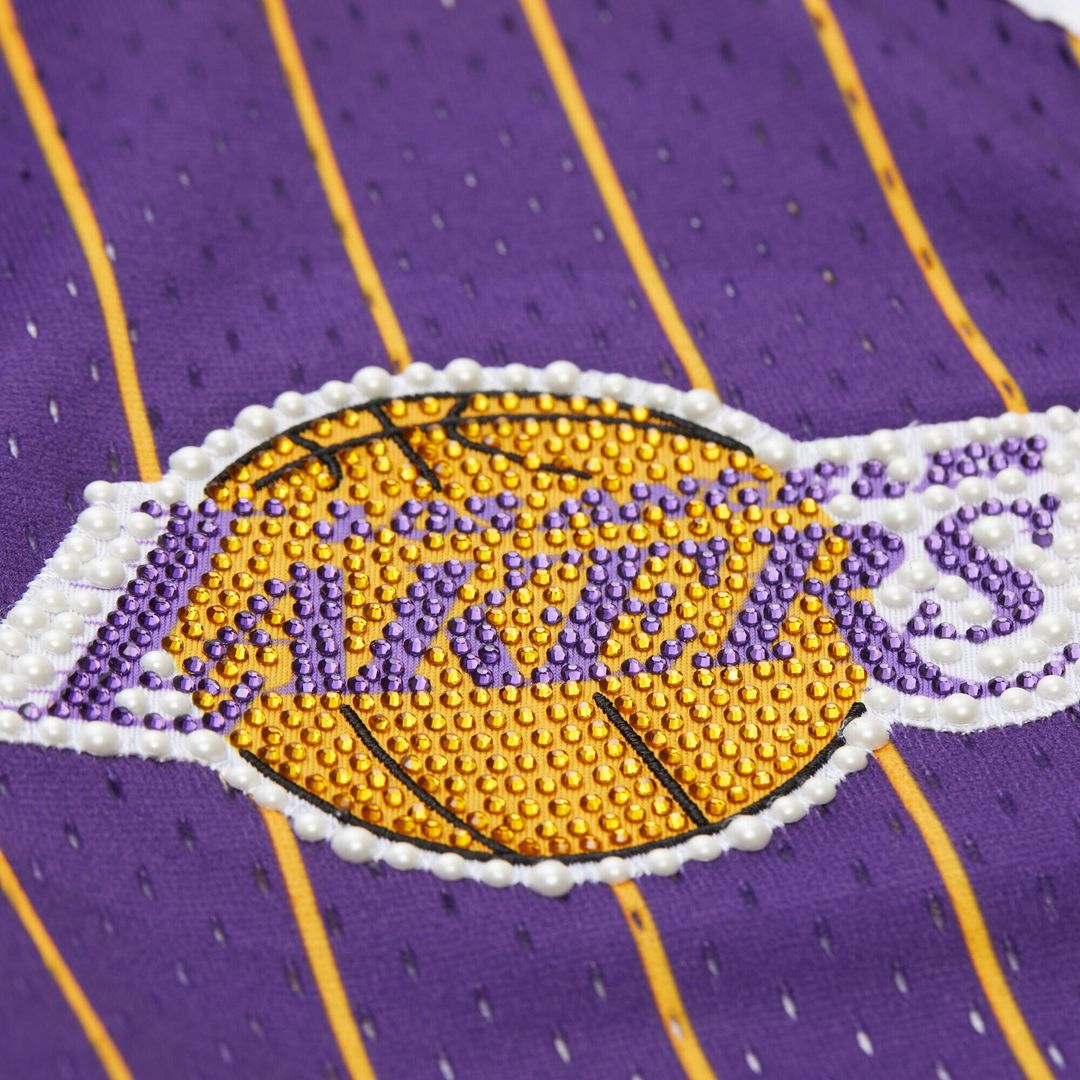Los Angeles Lakers Mitchell & Ness x DANNIJO Women's Fashion Baseball Jersey - Purple Team Jersey Sports Fan Apparel