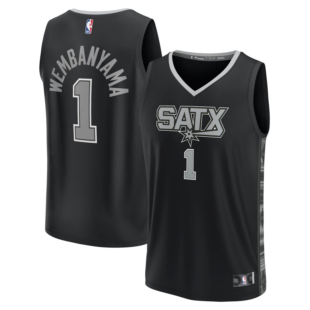 San Antonio Spurs Victor Wembanyama Fanatics Fast Break Replica Player Jersey - Statement Edition - Black Team Jersey Sports Fan Apparel