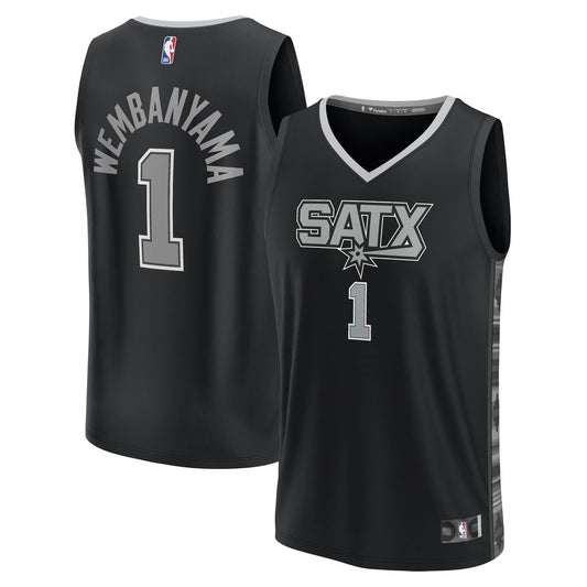 San Antonio Spurs Victor Wembanyama Fanatics Fast Break Replica Player Jersey - Statement Edition - Black Team Jersey Sports Fan Apparel