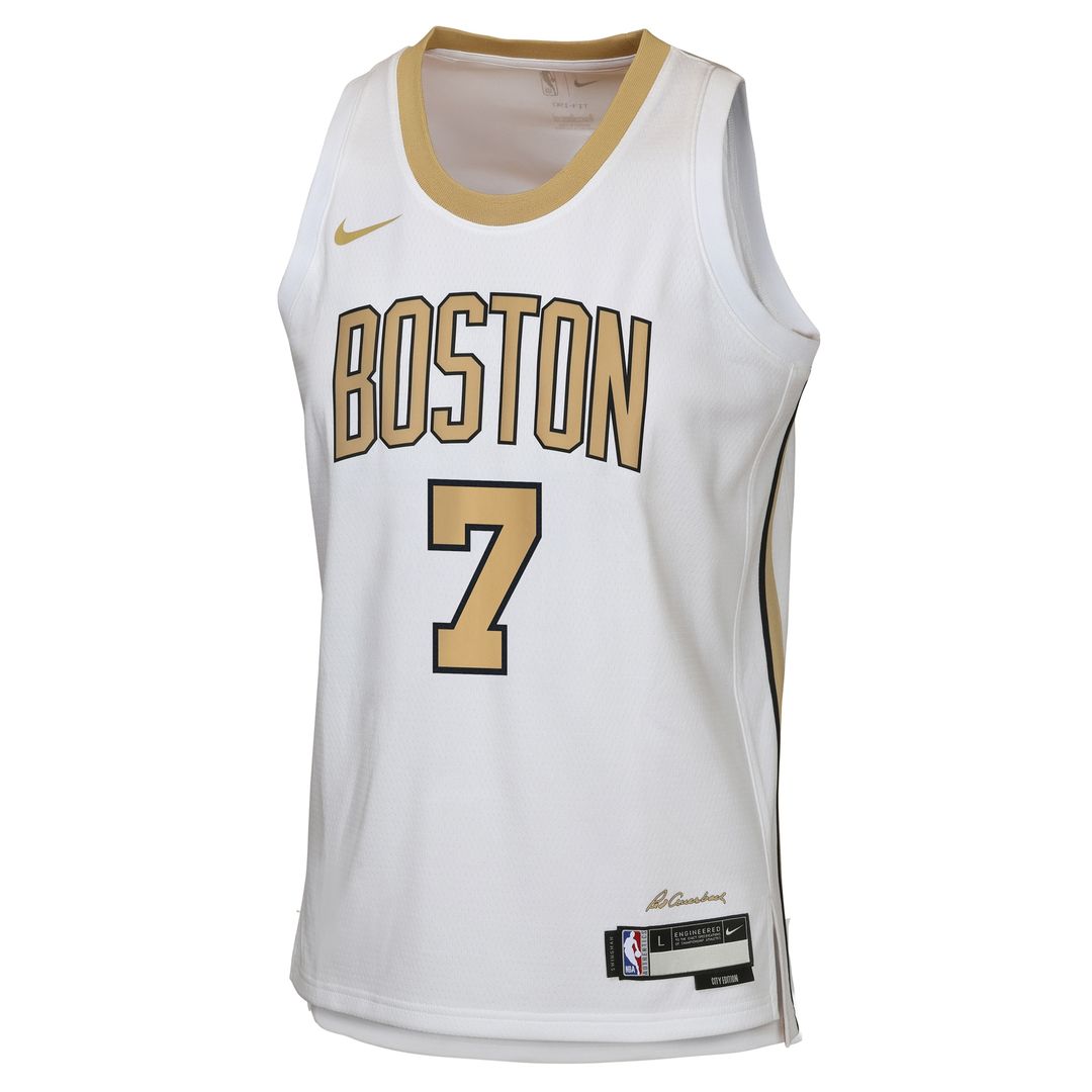 Boston Celtics Jaylen Brown Nike Youth 2025/26 City Edition Swingman Jersey - White Team Jersey Sports Fan Apparel