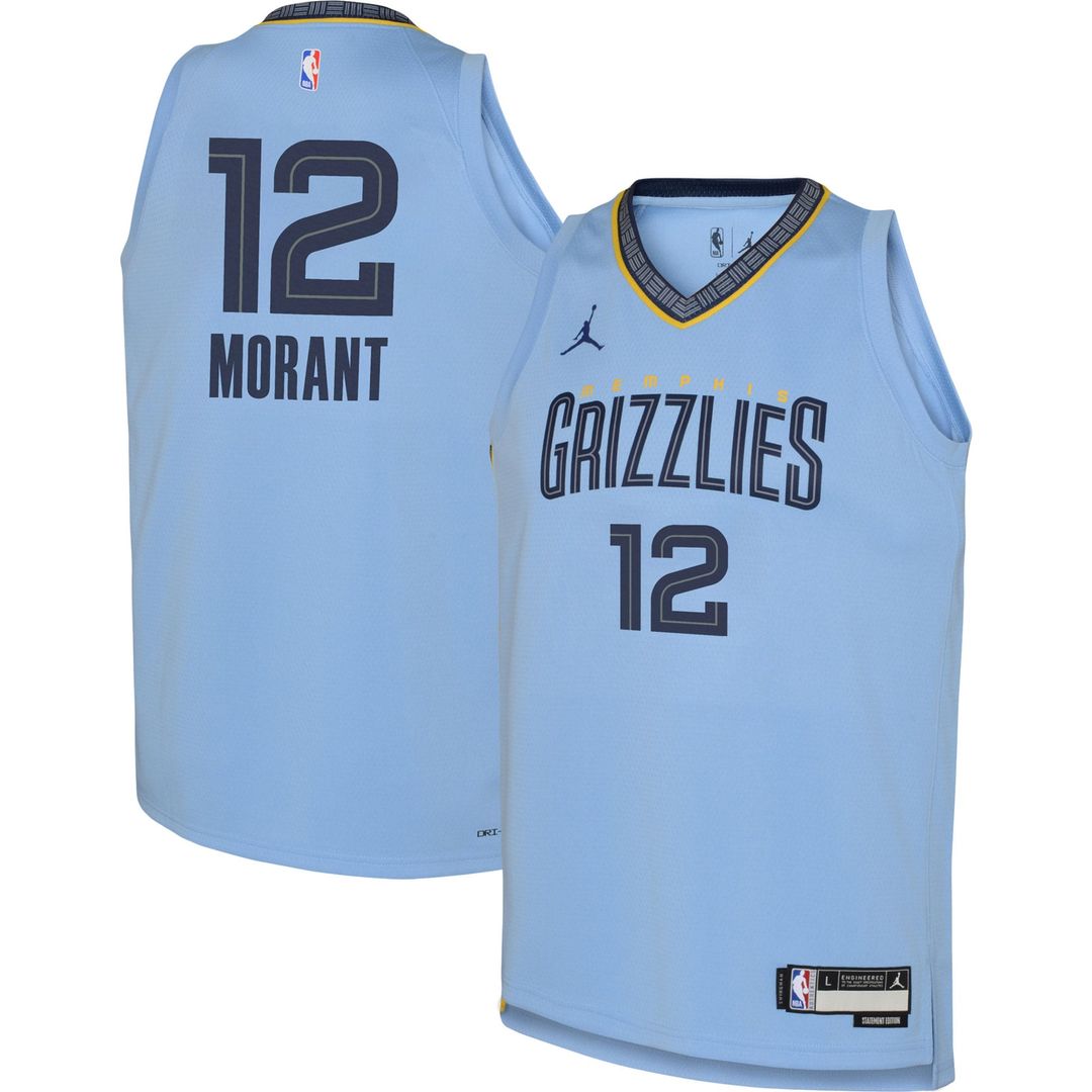 Memphis Grizzlies Ja Morant Jordan Brand Youth Swingman Jersey - Statement Edition - Light Blue Team Jersey Sports Fan Apparel