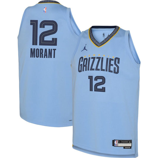 Memphis Grizzlies Ja Morant Jordan Brand Youth Swingman Jersey - Statement Edition - Light Blue Team Jersey Sports Fan Apparel
