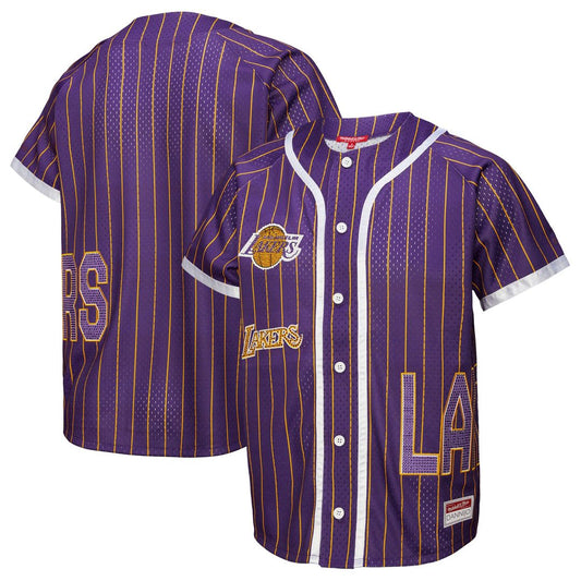 Los Angeles Lakers Mitchell & Ness x DANNIJO Women's Fashion Baseball Jersey - Purple Team Jersey Sports Fan Apparel
