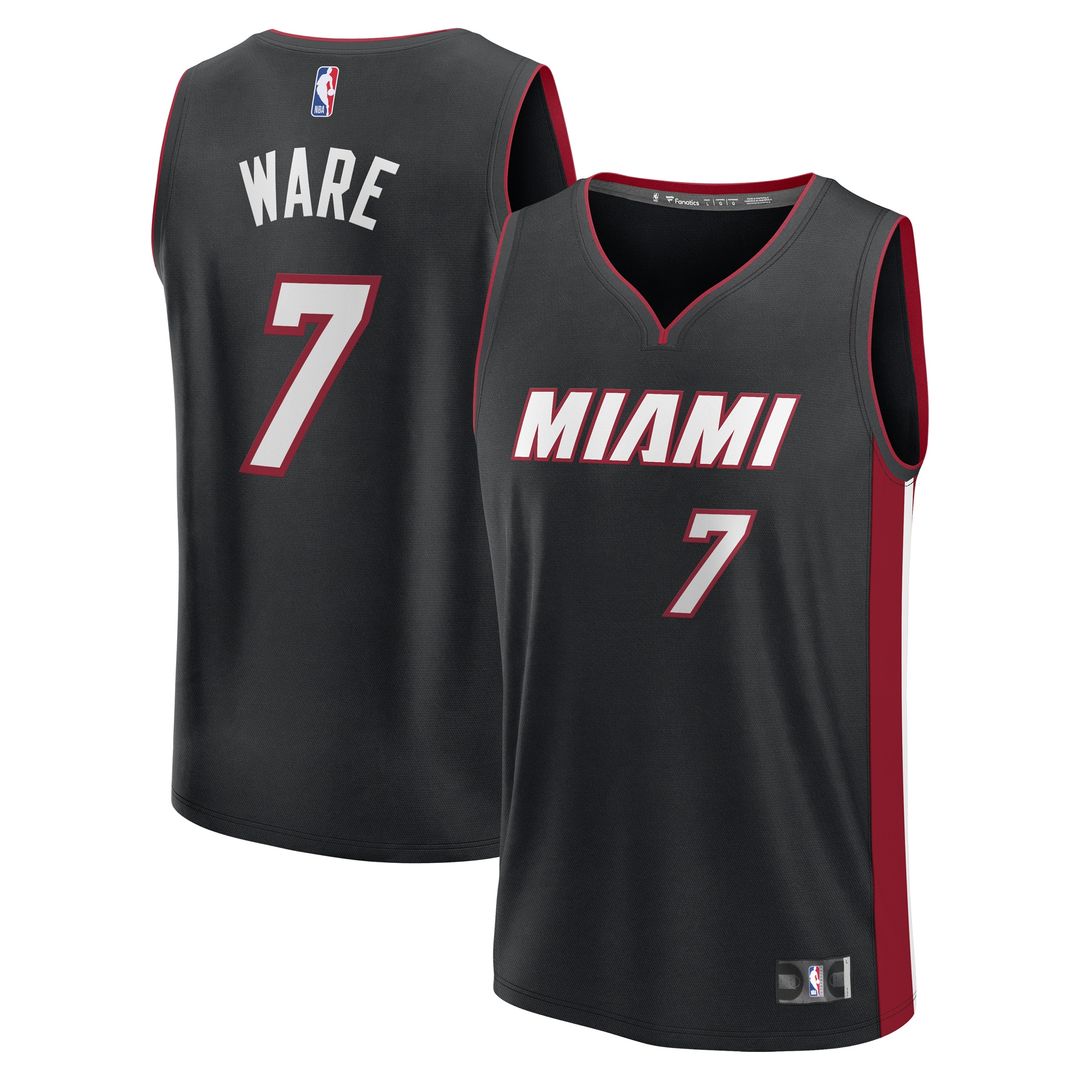 Miami Heat Kel'el Ware Fanatics Fast Break Replica Player Jersey - Icon Edition - Black Team Jersey Sports Fan Apparel
