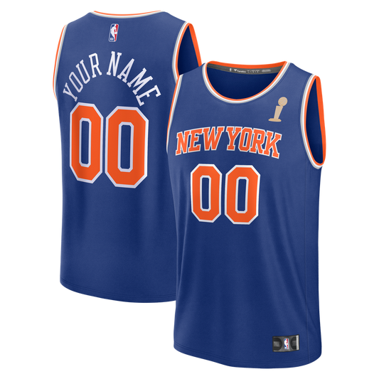 New York Knicks Fanatics Youth 2026 NBA Finals Fast Break Custom Jersey - Icon Edition - Blue Team Jersey Sports Fan Apparel