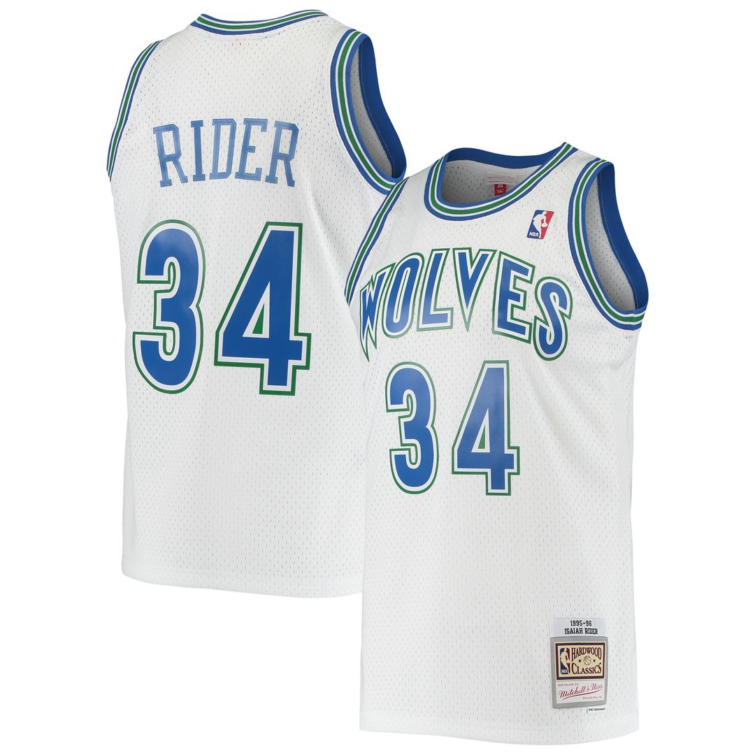 Minnesota Timberwolves Isaiah Rider Mitchell & Ness 1995/96 Hardwood Classics Swingman Jersey - White Team Jersey Sports Fan Apparel