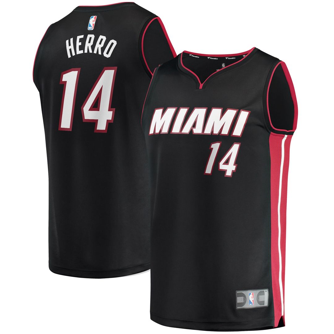Miami Heat Tyler Herro Fanatics Fast Break Replica Jersey Black - Icon Edition Team Jersey Sports Fan Apparel