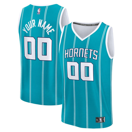 Charlotte Hornets Fanatics Fast Break Custom Jersey - Icon Edition - Teal Team Jersey Sports Fan Apparel