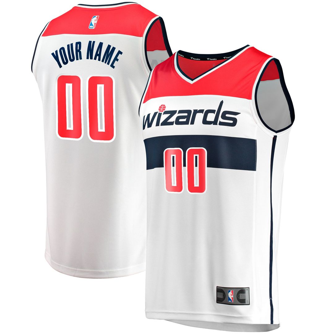 Washington Wizards Fanatics Youth Fast Break Replica Custom Jersey - Association Edition - White Team Jersey Sports Fan Apparel